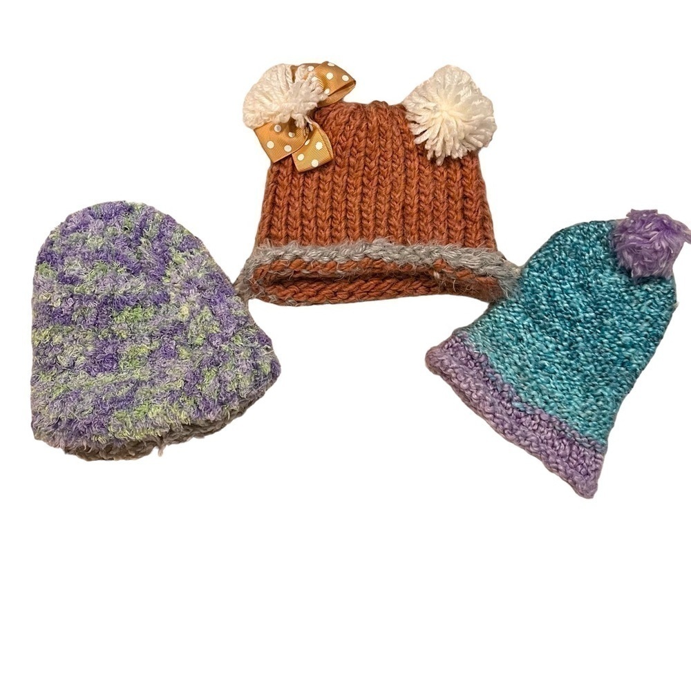 Hand knitted baby newborn hats OS